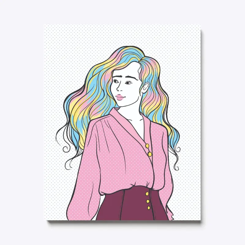 Rainbow Hair Girl Wall Art