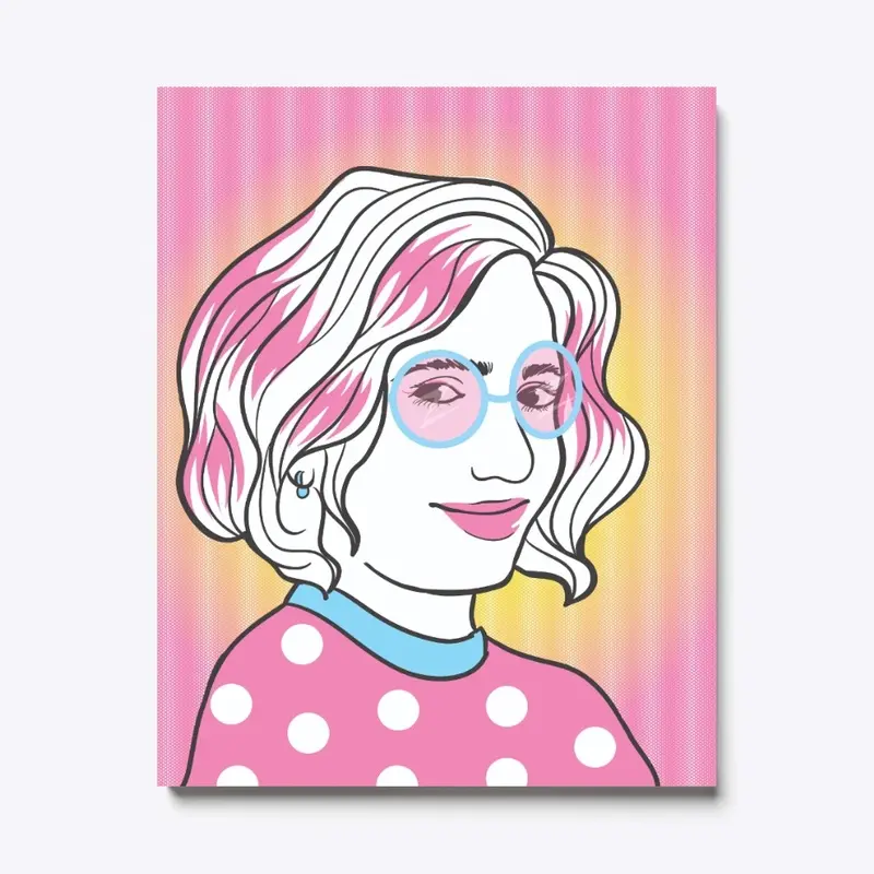 Summer glasses girl drawing canvas print